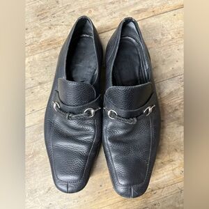 Gucci Men’s Rope Bit Pebble Leather Black Tuxedo Loafers Size 10